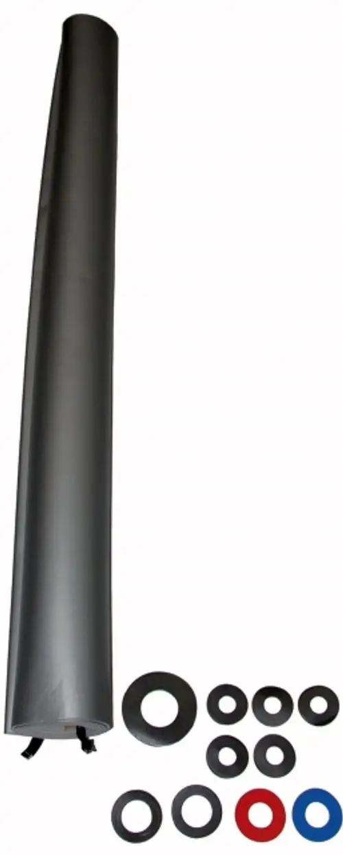 Schwarze Mantelverkleidung mit Ringen in verschiedenen Größen, hergestellt von Wolf. Das Produkt enthält neben der Verkleidung auch runde Waschmittel für die Montage.
